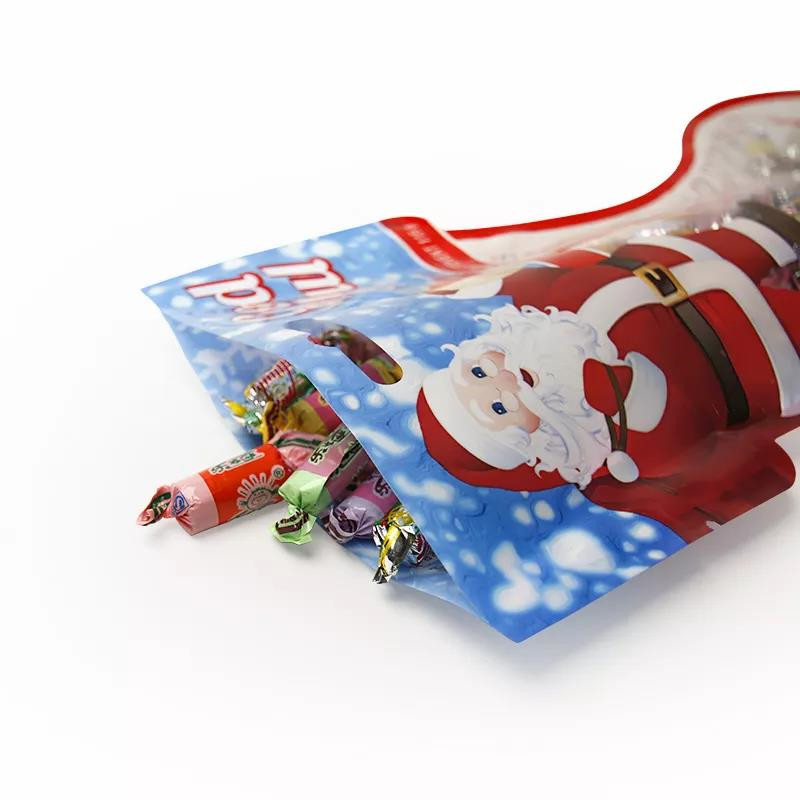 Customized Wholesale Kisimusi Sock Candy Bag Santa Xmas Plastic Candy Gift Bag (5)