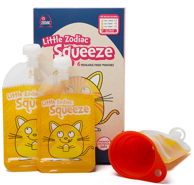 Многоразовый пакет для детского питания сжимаемый моющийся пакет для хранения детского питания с двойным замком-молнией (4)
