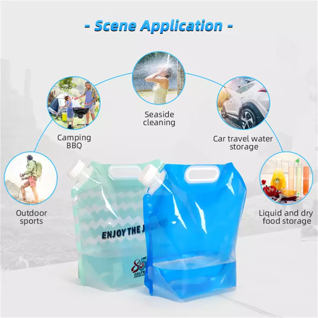 Veleprodajne zalihe prijenosnih sklopivih vreća za vodu za kampiranje 5L10L spremne za slanje (1)
