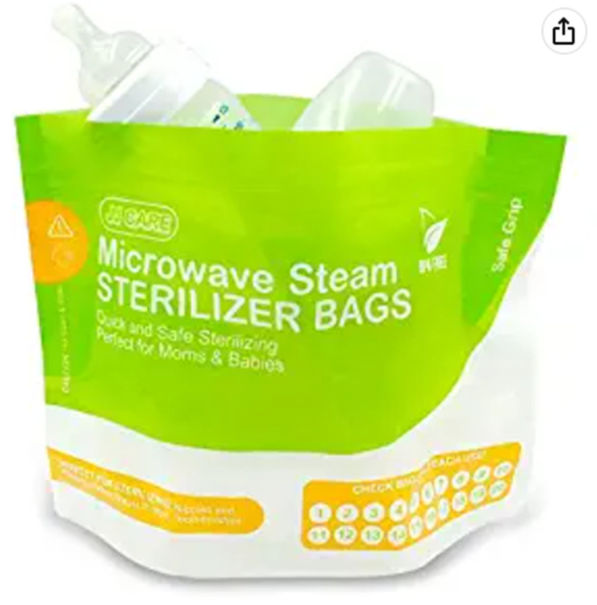 IMicrowave Bottle Sterilizer Iibhegi zeSterilizer zeeBottle zaBantwana - 400 Uses - Iingxowa zoMphunga zeMicrowave eziReusableable for Baby Bottles-I Breast Pump Sterilizer Bags-Microwave Sterilizing Bags (6)