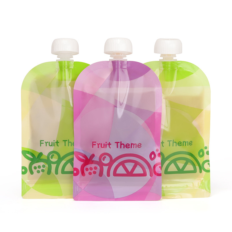 Customized BPA FREE Double Zipper Lock Refillable Squeeze Bag Baby Food Storage Pouches (3)