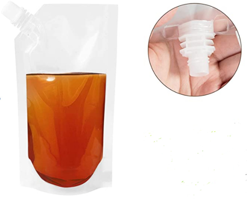 Hot sale BPA transparent plastic drink juice fruit liquid packaging stand up bag spout pouch (1)